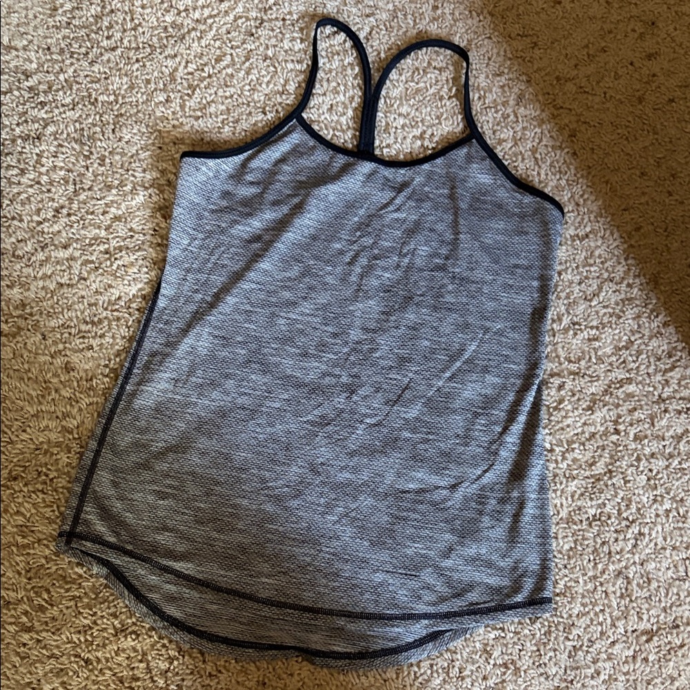 Hanes Sport - Heathered Gray Racerback Tank with Black Trim Size Medium